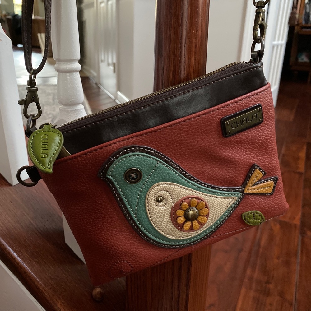 CHALA Rust/BrownTeal Bird CROSSBODY PURSE